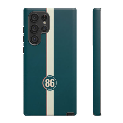 Racing Stripe Phone Case - Retro Teal with Number 86