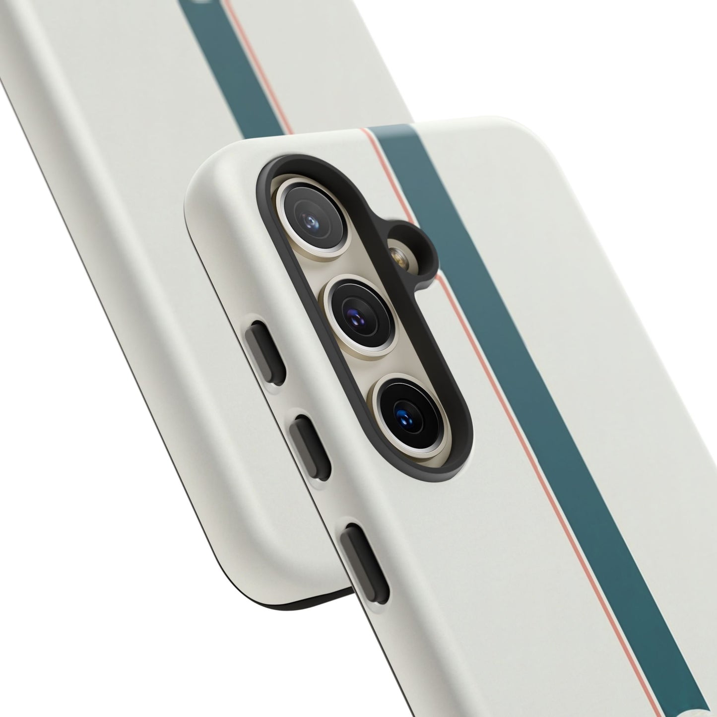 Racing Stripe Tough Phone Case — Retro White With '86 Circle Badge