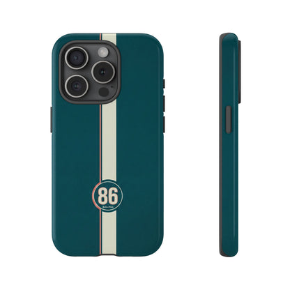 Racing Stripe Phone Case - Retro Teal with Number 86