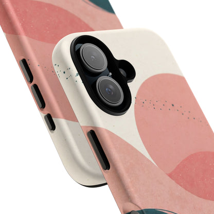 Abstract Sunset Phone Case — Pink & Teal Wave Tough Case