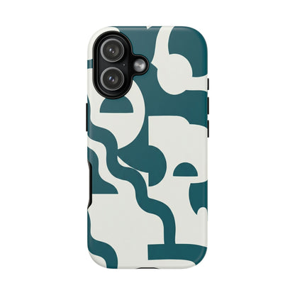 Abstract Teal Shapes Phone Case — Modern Geometric Tough Case