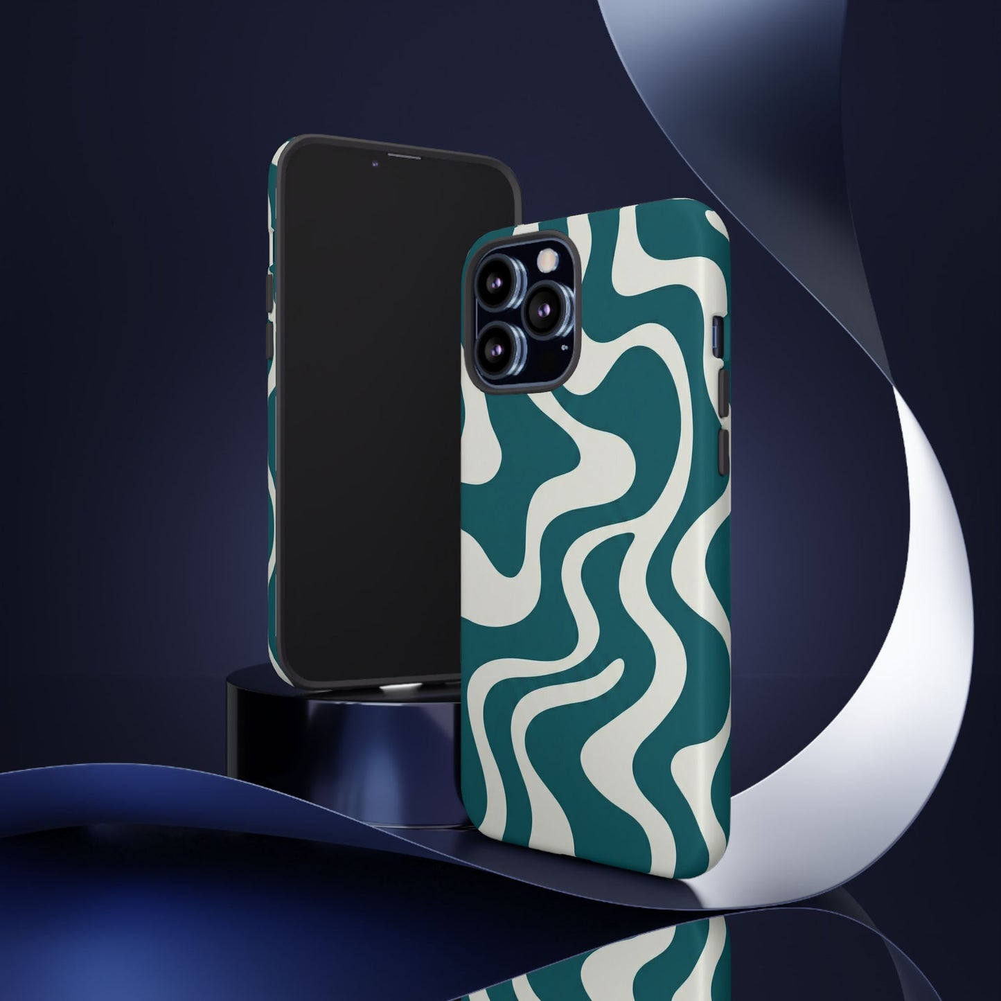 Teal Retro Swirl Tough Phone Case