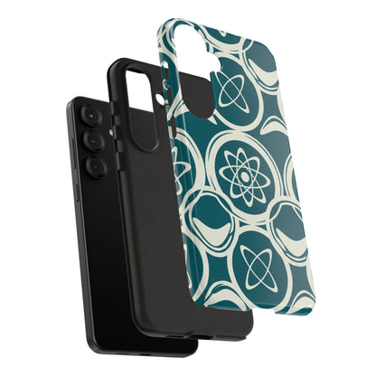 Atomic Geo Tough Phone Case — Teal Retro Science Pattern