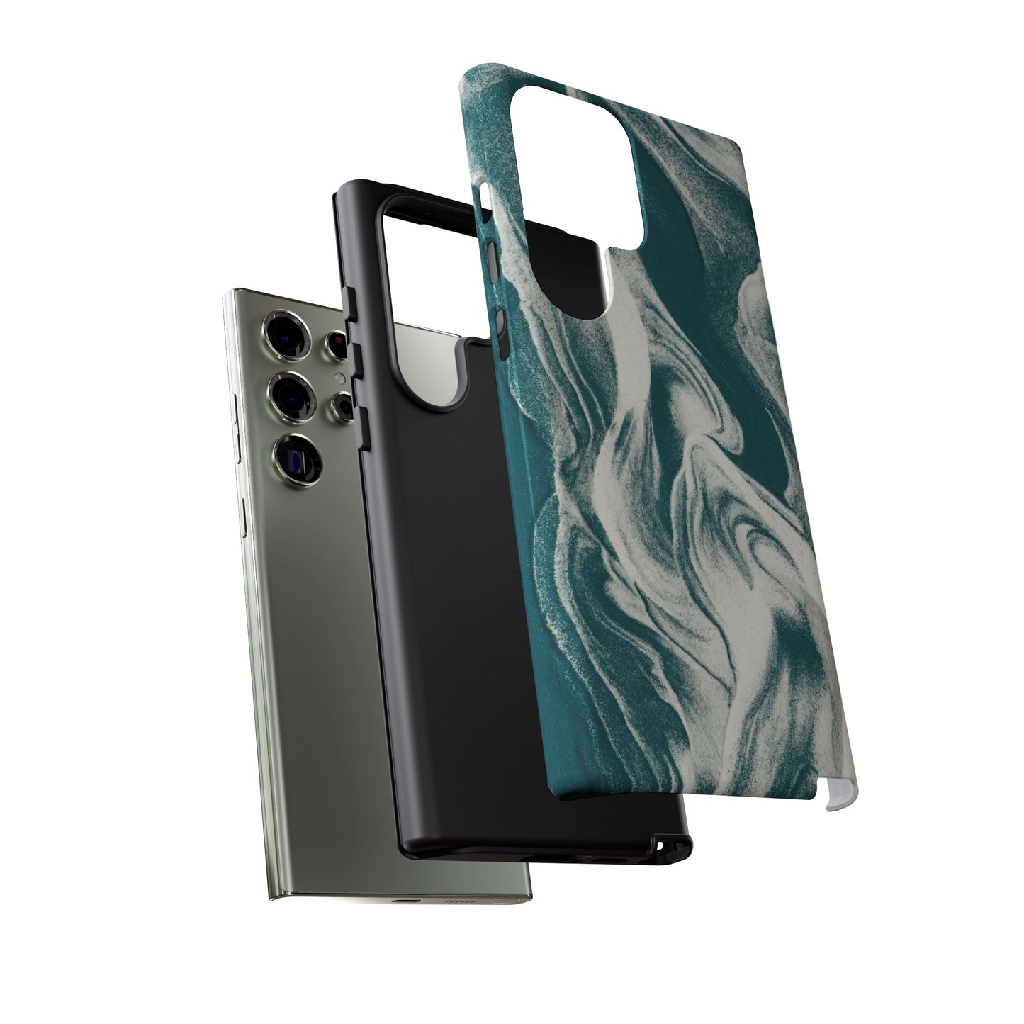 Teal Marble Tough Phone Case — Protective Artistic Swirl Design