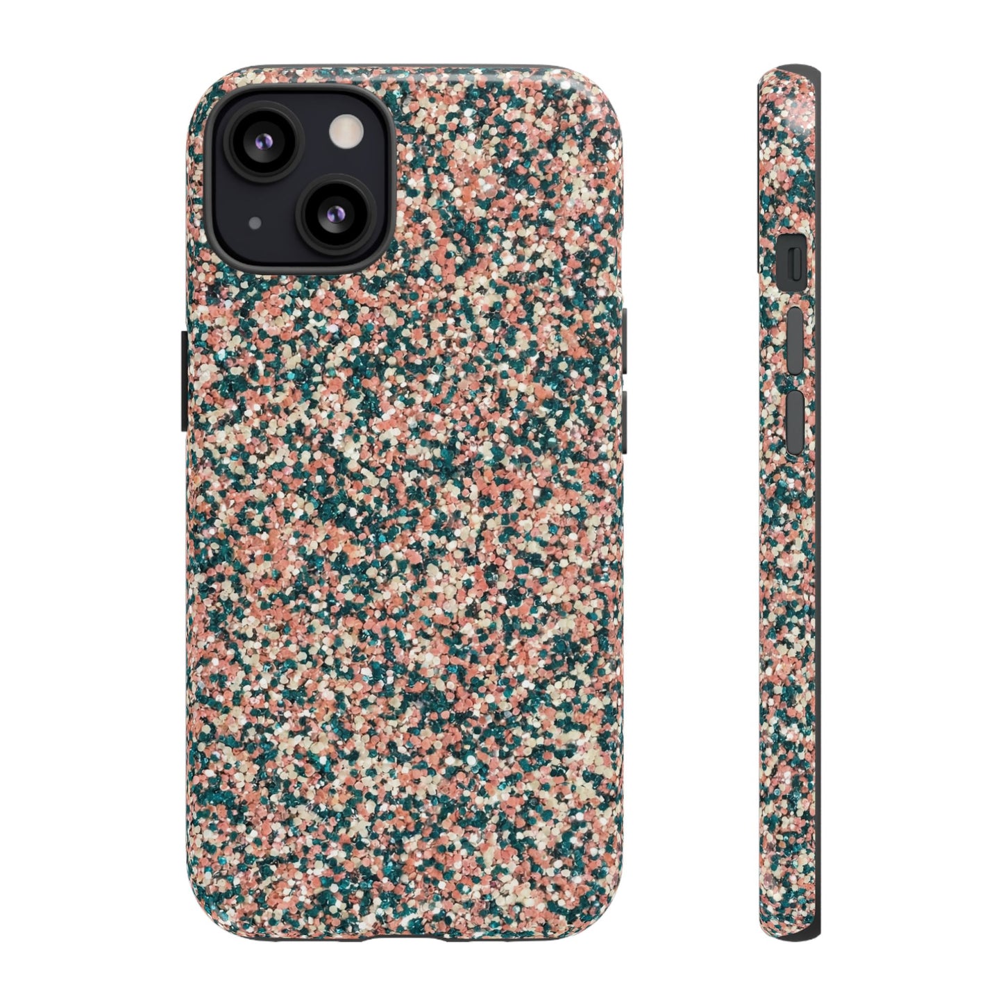 Glitter Speckle Tough Phone Case — Pink & Teal Protective Cover