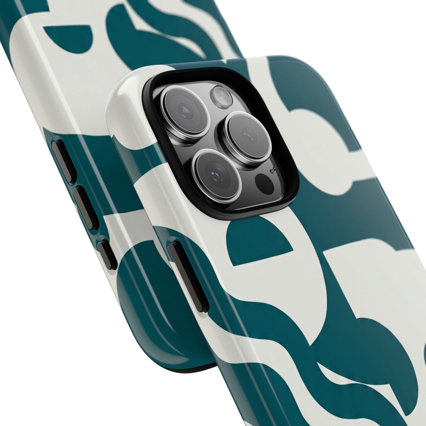 Abstract Teal Shapes Phone Case — Modern Geometric Tough Case