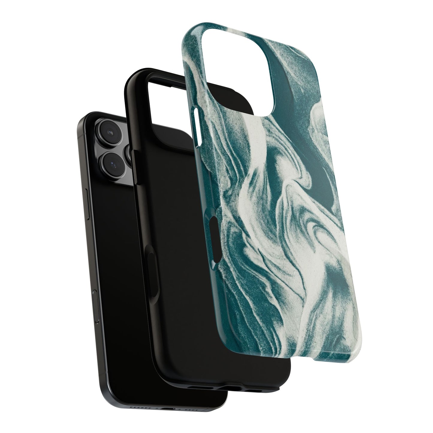 Marble Teal Tough Phone Case — Swirl Pattern Protective Cover