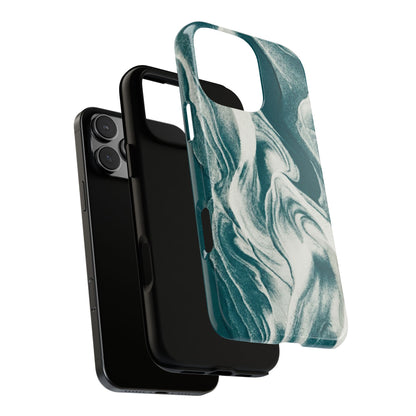 Marble Teal Tough Phone Case — Swirl Pattern Protective Cover