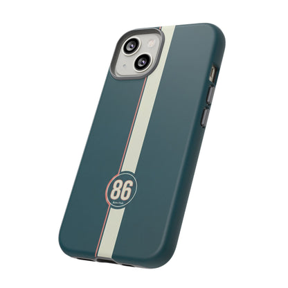 Racing Stripe Phone Case - Retro Teal with Number 86
