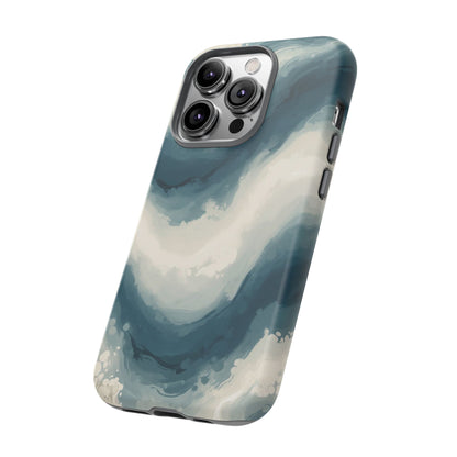 Ocean Wave Marble Phone Case — Teal & Ivory Abstract Tough Case