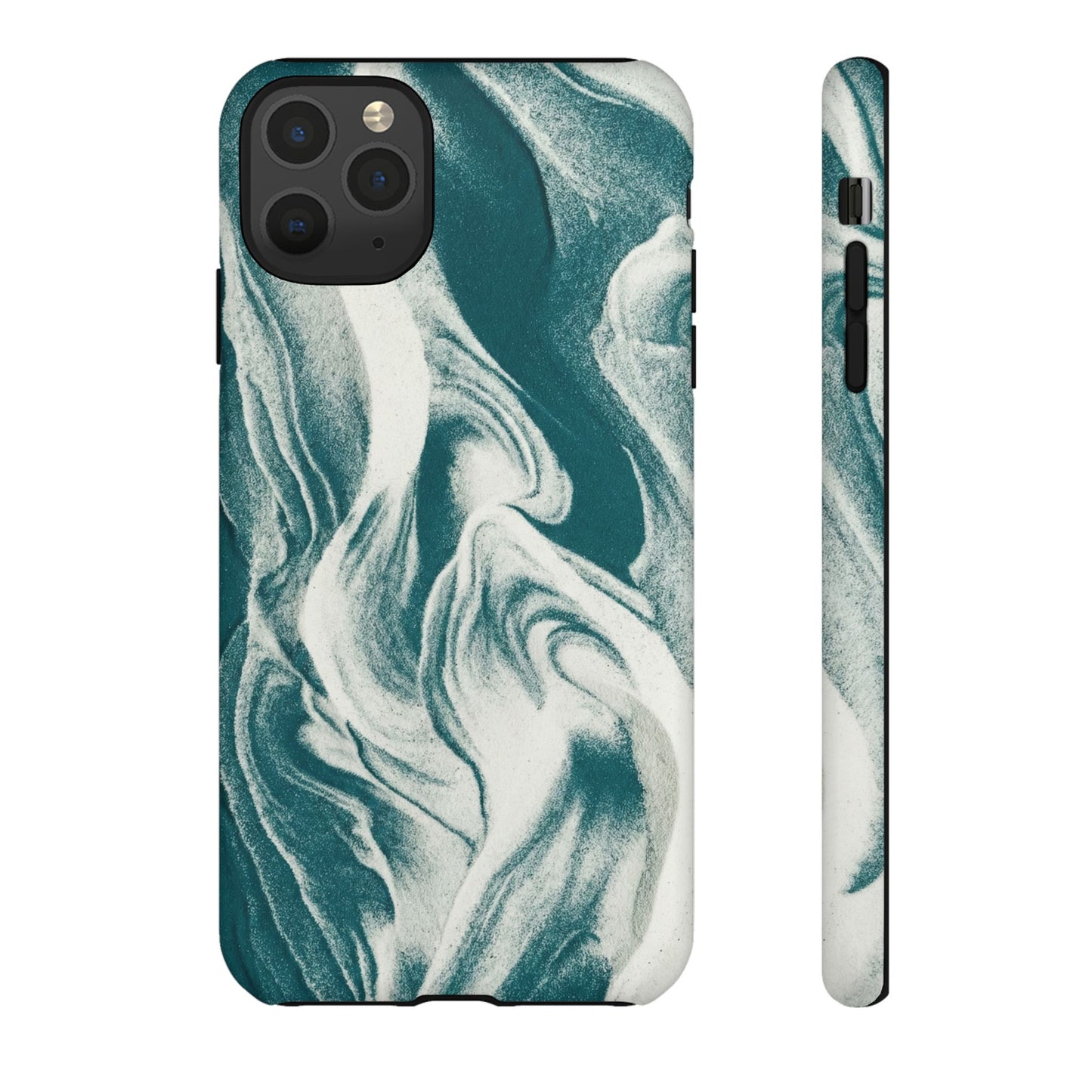 Marble Teal Tough Phone Case — Swirl Pattern Protective Cover