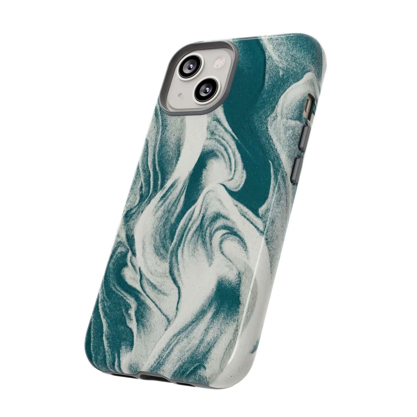 Marble Teal Tough Phone Case — Swirl Pattern Protective Cover