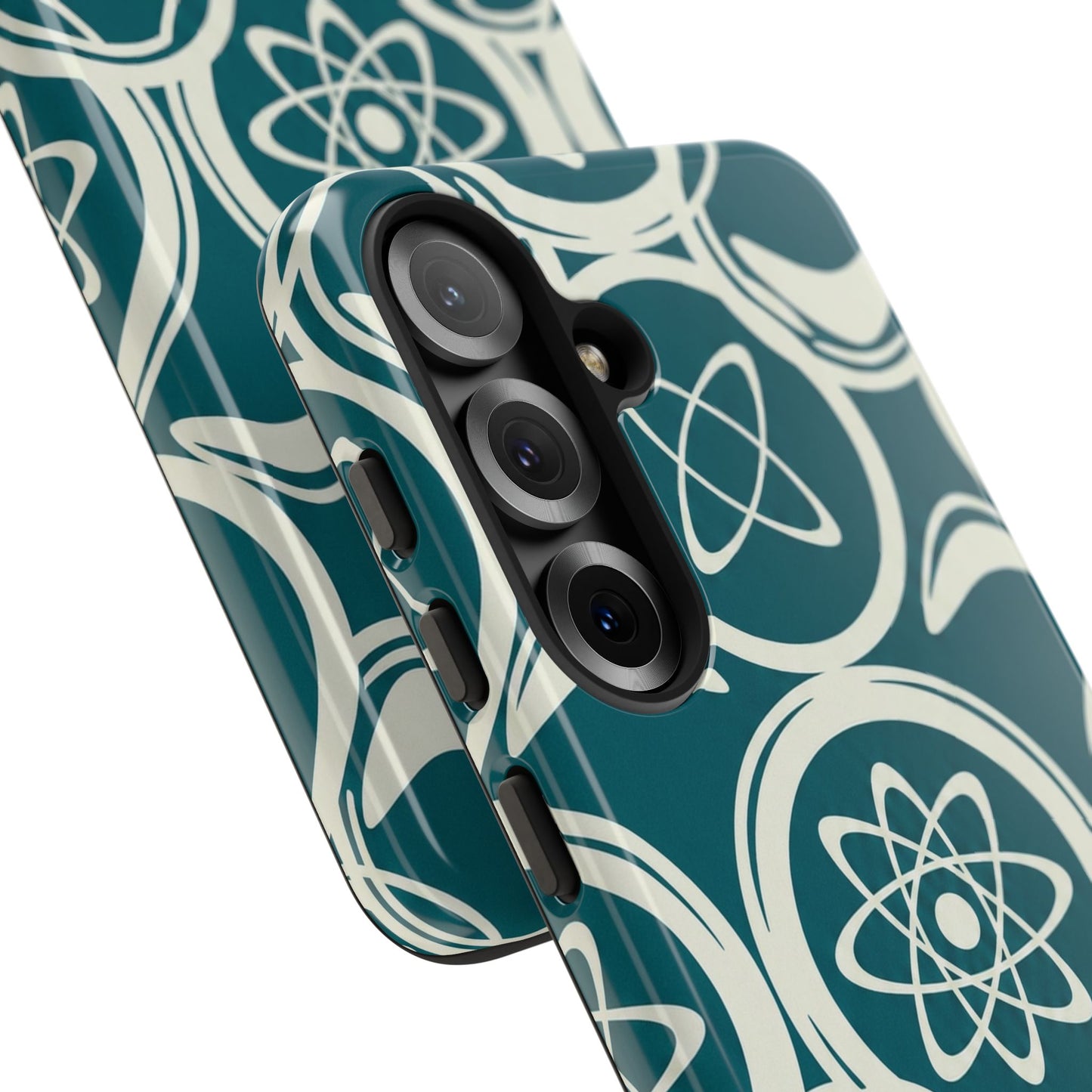 Atomic Geo Tough Phone Case — Teal Retro Science Pattern