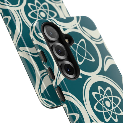 Atomic Geo Tough Phone Case — Teal Retro Science Pattern