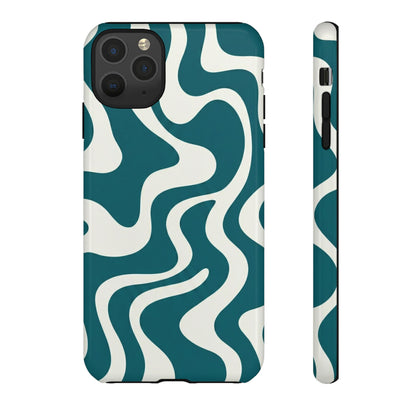 Teal Retro Swirl Tough Phone Case