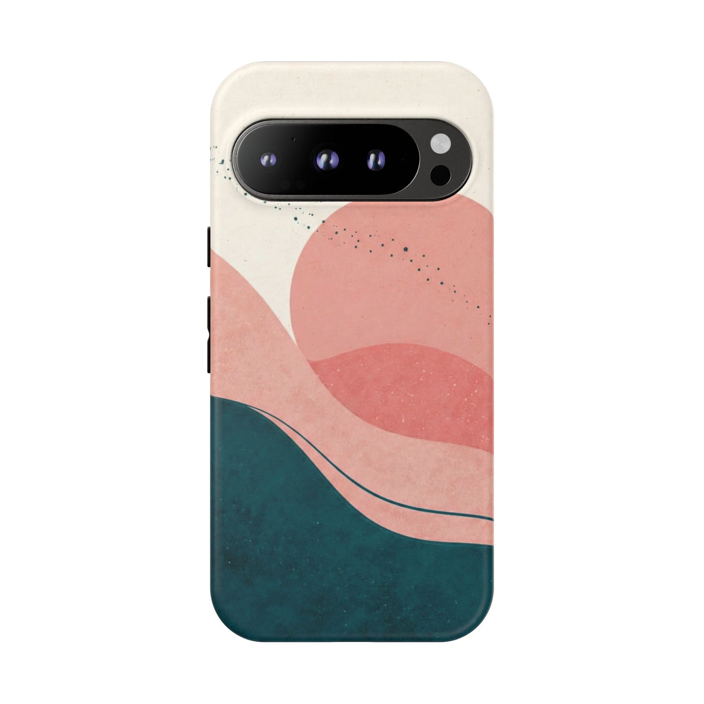 Abstract Sunset Phone Case — Pink & Teal Wave Tough Case
