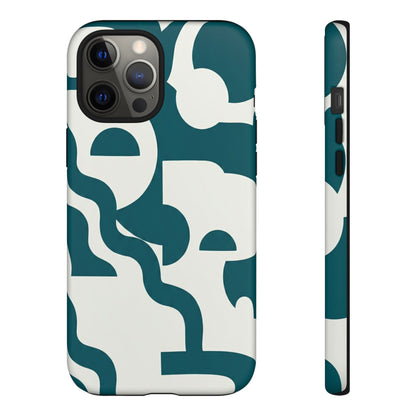 Abstract Teal Shapes Phone Case — Modern Geometric Tough Case