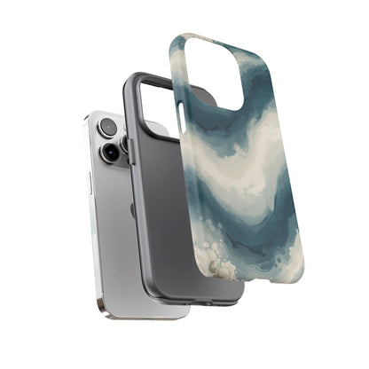 Ocean Wave Marble Phone Case — Teal & Ivory Abstract Tough Case