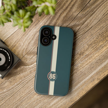 Racing Stripe Phone Case - Retro Teal with Number 86