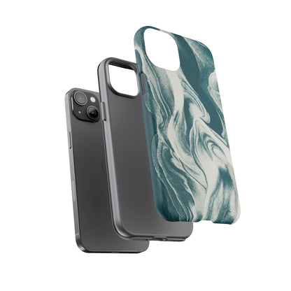 Marble Teal Tough Phone Case — Swirl Pattern Protective Cover