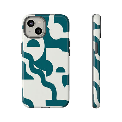 Abstract Teal Shapes Phone Case — Modern Geometric Tough Case