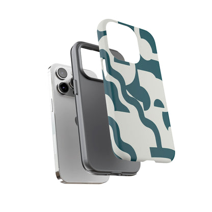 Abstract Teal Shapes Phone Case — Modern Geometric Tough Case
