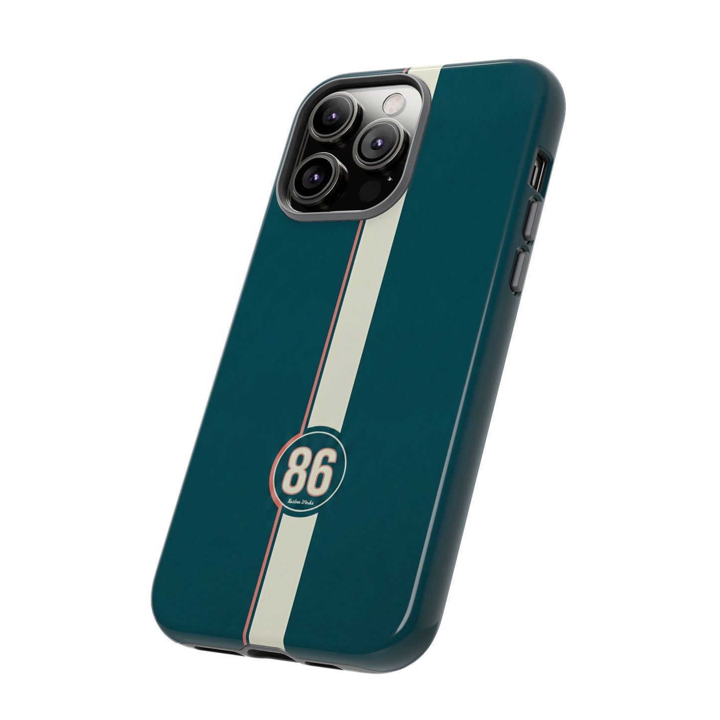 Racing Stripe Phone Case - Retro Teal with Number 86