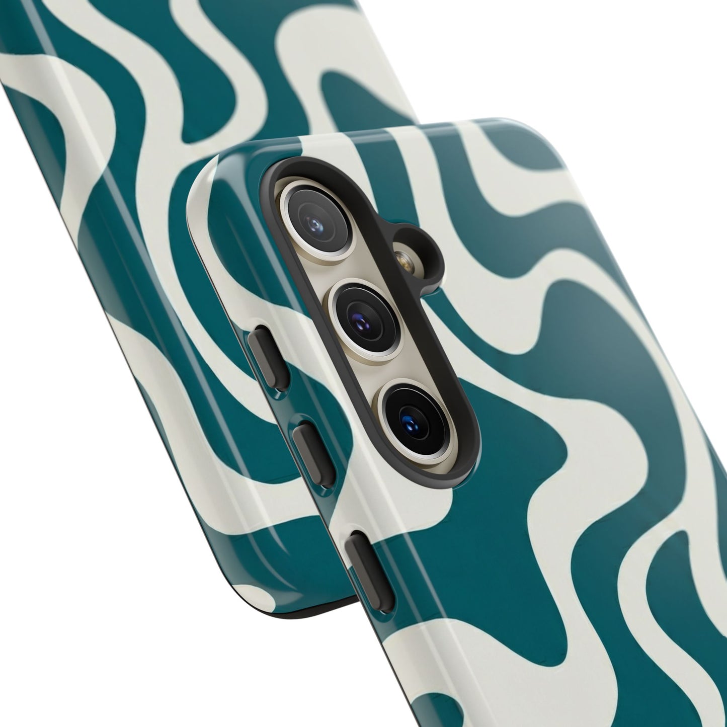 Abstract Teal Swirl Phone Case — Retro Wavy Tough Case
