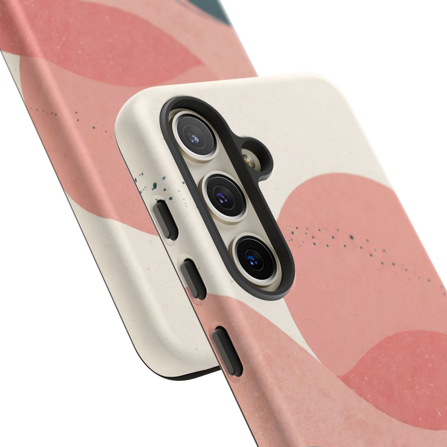 Abstract Sunset Waves Tough Phone Case — Pink & Teal Protective Cover