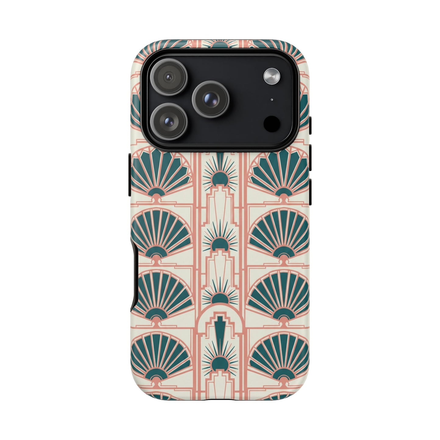 Art Deco Fan Pattern Tough Phone Case — Retro Geometric iPhone Cover