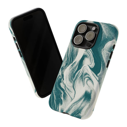 Marble Teal Tough Phone Case — Swirl Pattern Protective Cover