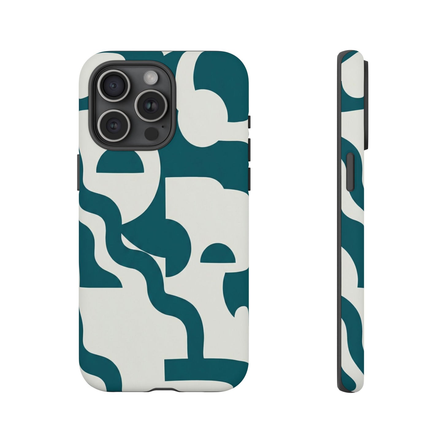 Abstract Teal Shapes Phone Case — Modern Geometric Tough Case