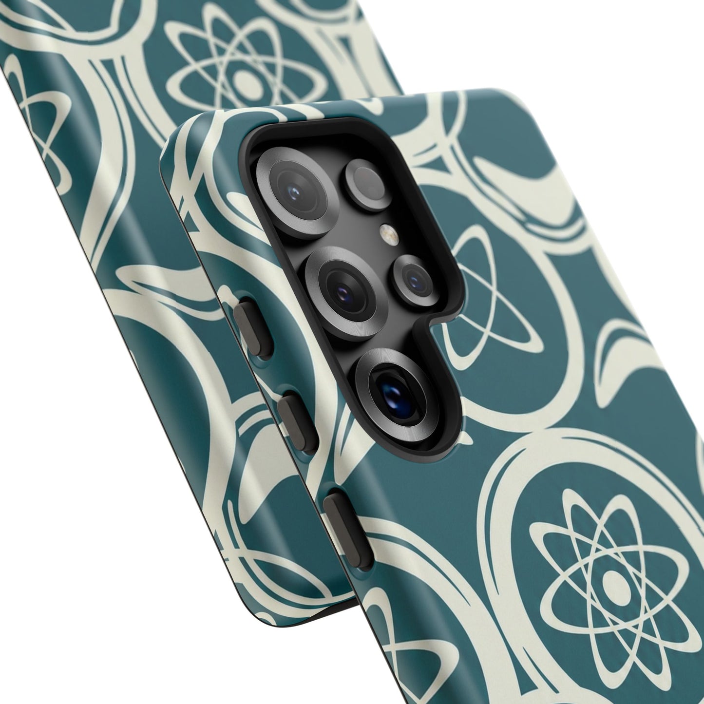 Atomic Geo Tough Phone Case — Teal Retro Science Pattern