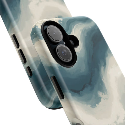 Ocean Wave Marble Phone Case — Teal & Ivory Abstract Tough Case