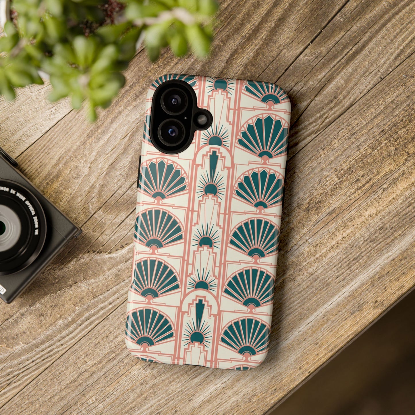 Art Deco Fan Pattern Tough Phone Case — Retro Geometric iPhone Cover