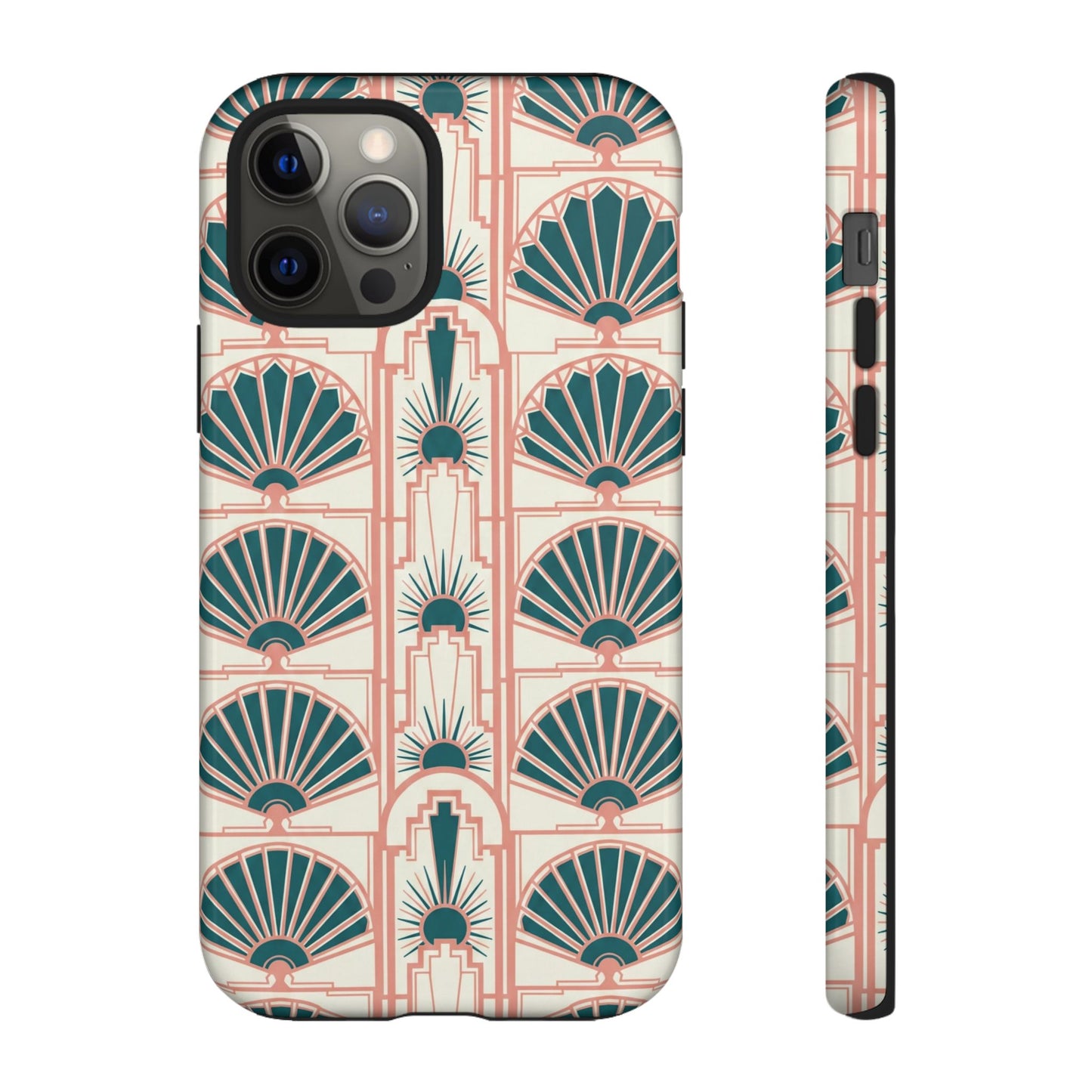 Art Deco Fan Pattern Tough Phone Case — Retro Geometric iPhone Cover