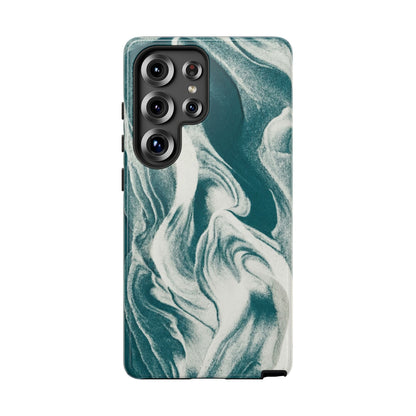Teal Marble Tough Phone Case — Protective Artistic Swirl Design