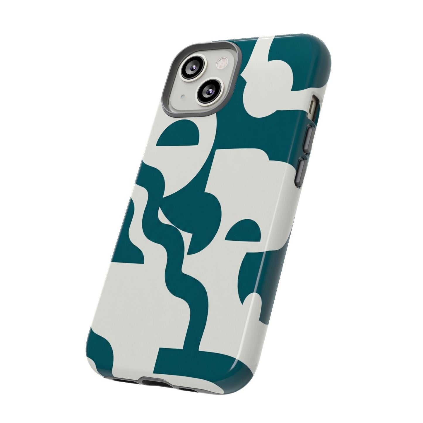 Abstract Teal Shapes Phone Case — Modern Geometric Tough Case