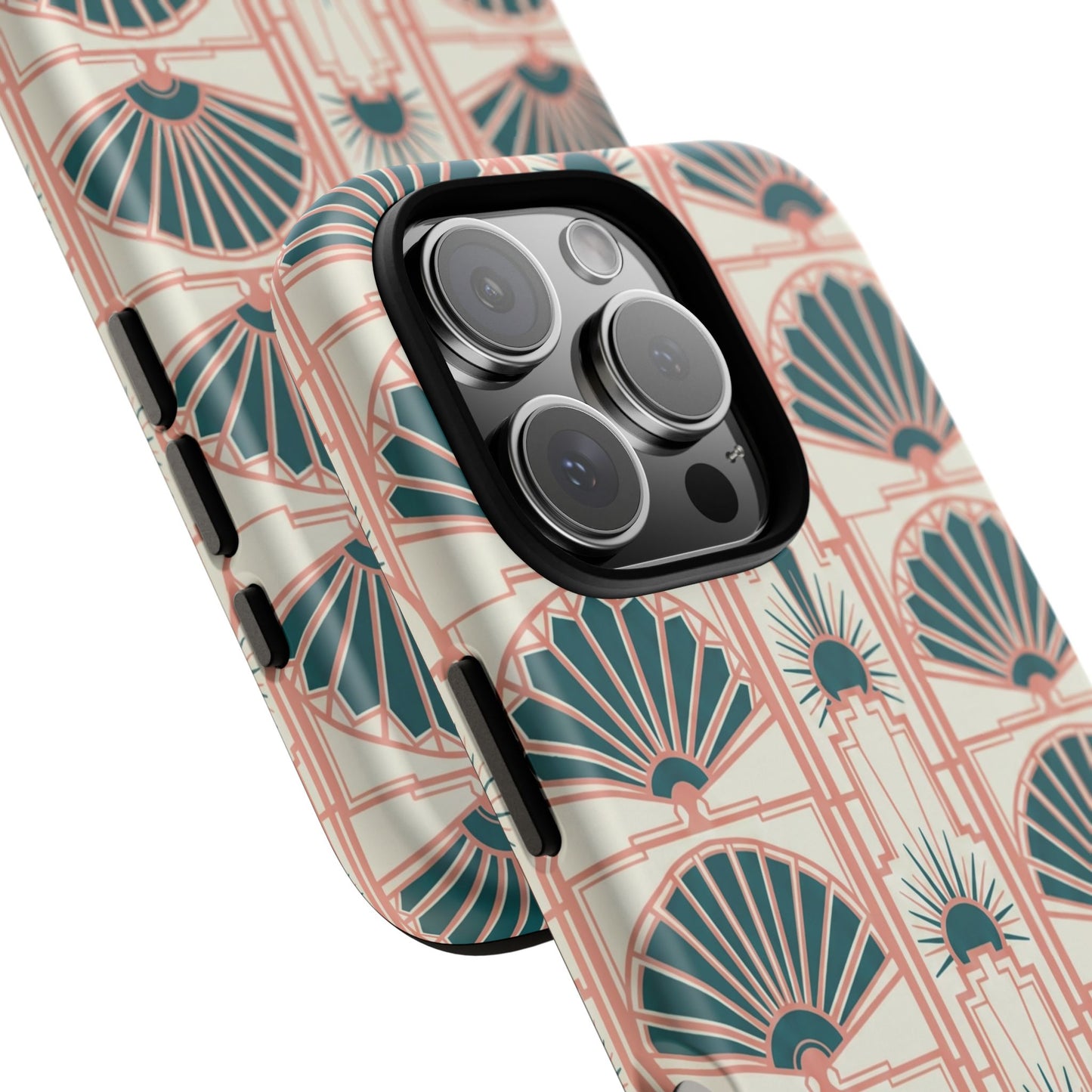 Art Deco Fan Pattern Tough Phone Case — Retro Geometric iPhone Cover