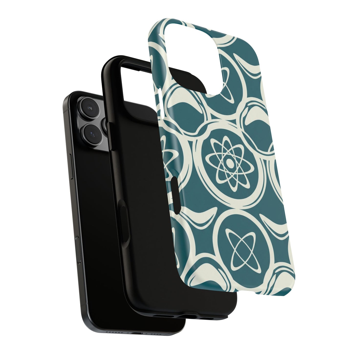 Teal Retro Atomic Pattern Tough Phone Case - Mid-Century Science Design