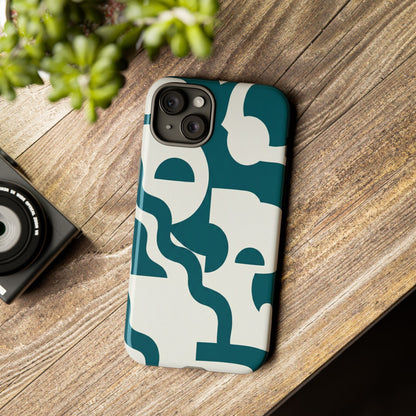 Abstract Teal Shapes Phone Case — Modern Geometric Tough Case