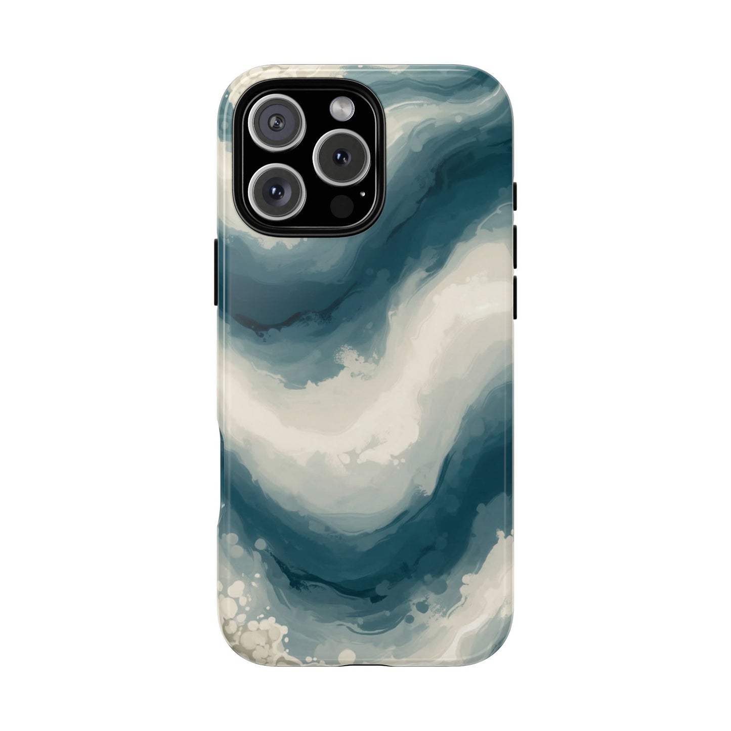 Ocean Wave Marble Phone Case — Teal & Ivory Abstract Tough Case