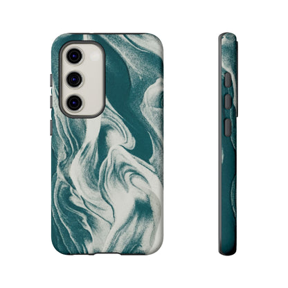 Teal Marble Tough Phone Case — Protective Artistic Swirl Design