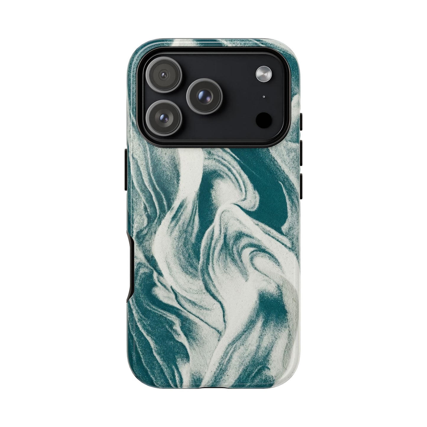 Marble Teal Tough Phone Case — Swirl Pattern Protective Cover