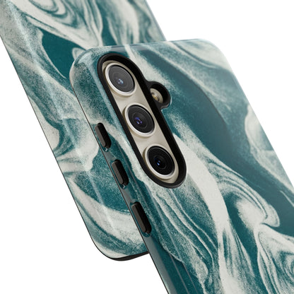 Teal Marble Tough Phone Case — Protective Artistic Swirl Design