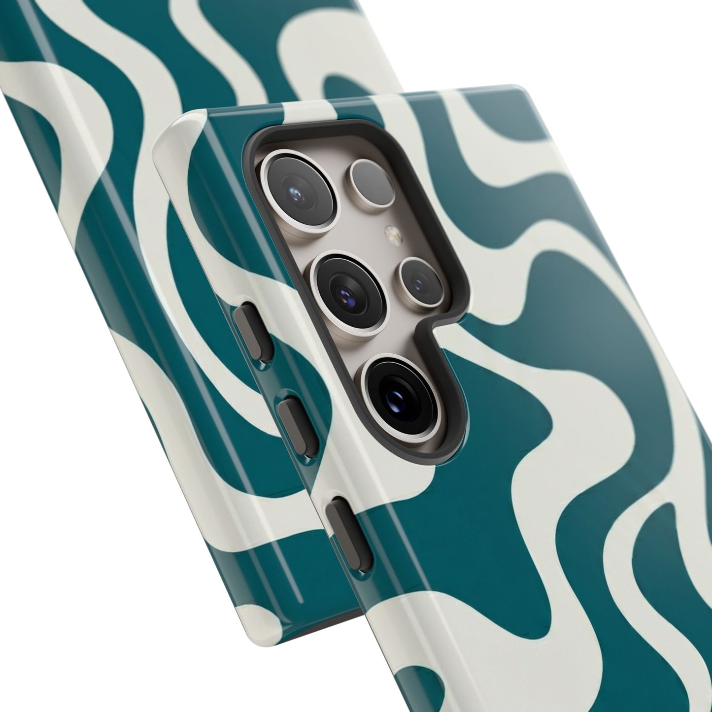 Abstract Teal Swirl Phone Case — Retro Wavy Tough Case