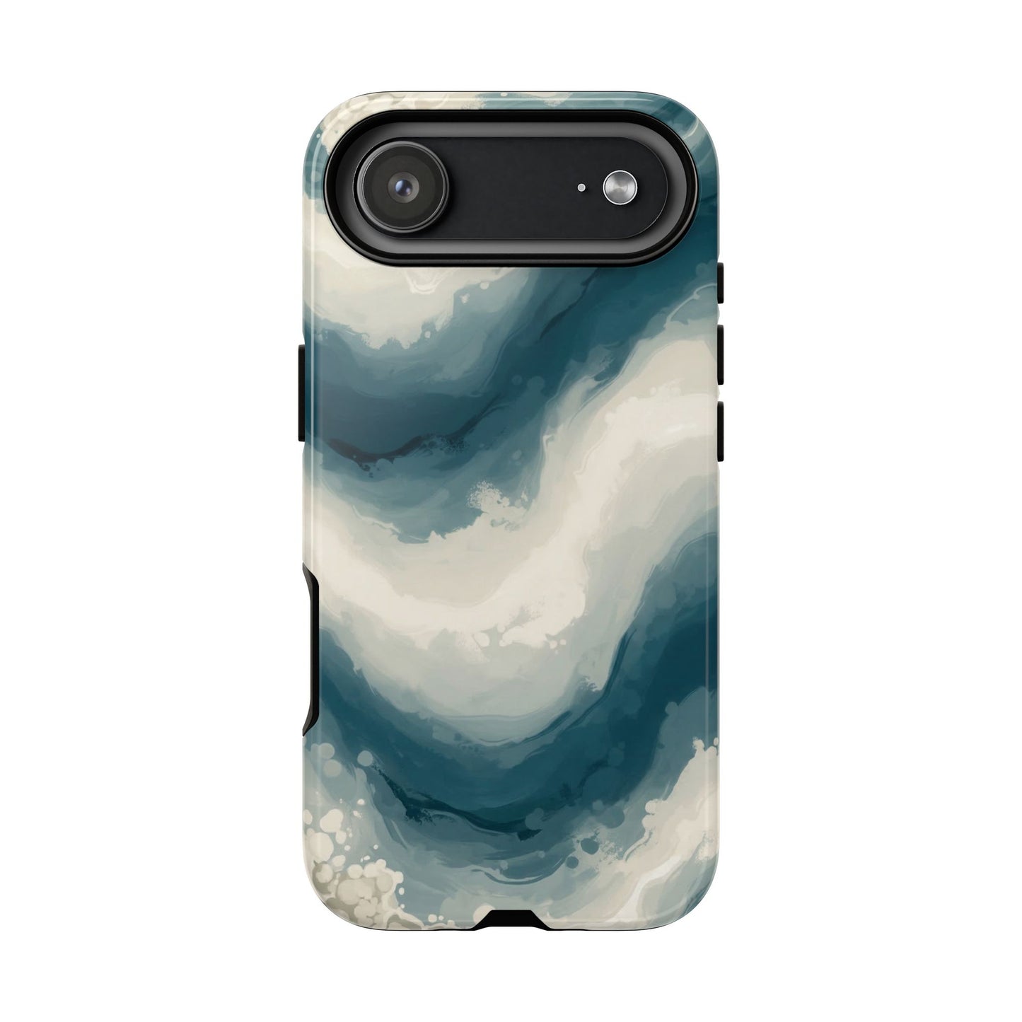 Ocean Wave Marble Phone Case — Teal & Ivory Abstract Tough Case