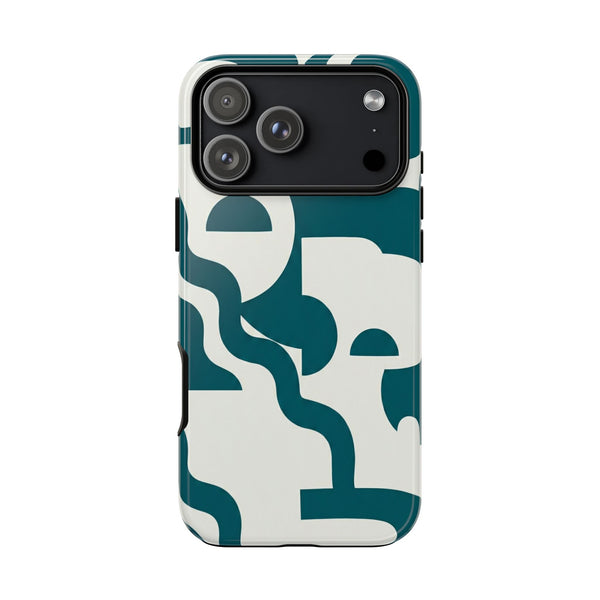 Abstract Teal Shapes Phone Case — Modern Geometric Tough Case