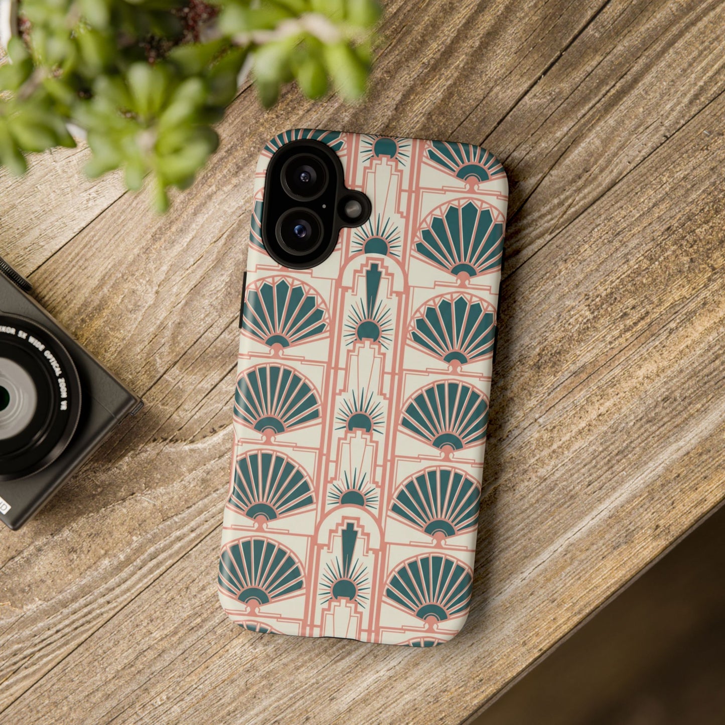 Art Deco Fan Pattern Tough Phone Case — Retro Geometric iPhone Cover