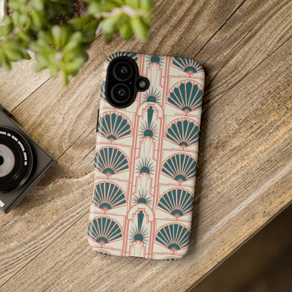 Art Deco Fan Pattern Tough Phone Case — Retro Geometric iPhone Cover